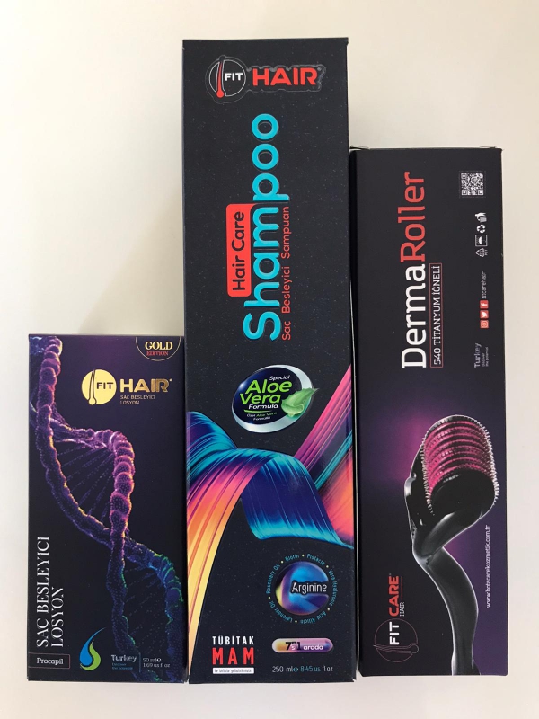 FITHair GOLD LOSYON+ALOEVERA 7/1 ŞAMPUAN+DERMAROLLER TARAK TAM SET