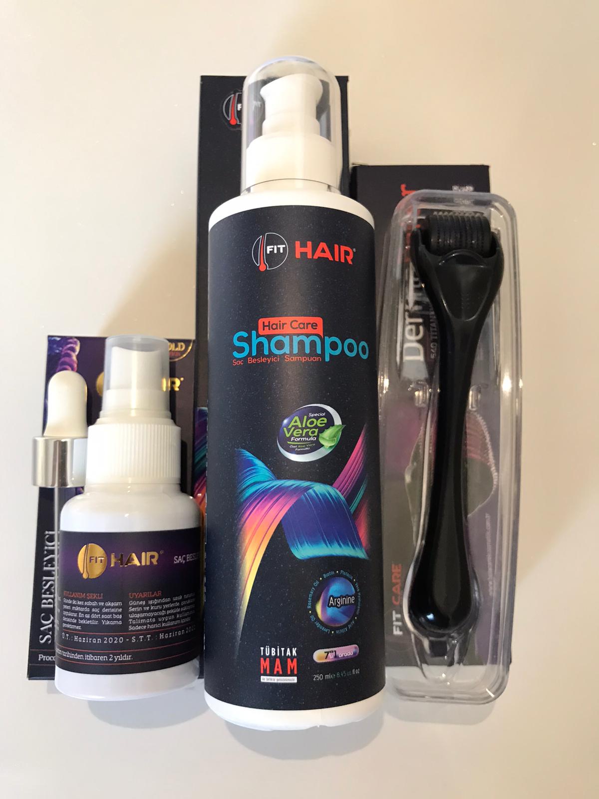  FitHair GOLD LOSYON+ALOEVERA ŞAMPUAN+DERMAROLLER TARAK 