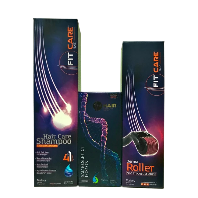 Fithair Gold losyon+Fitcare şampuan+1mmDermaroller Set