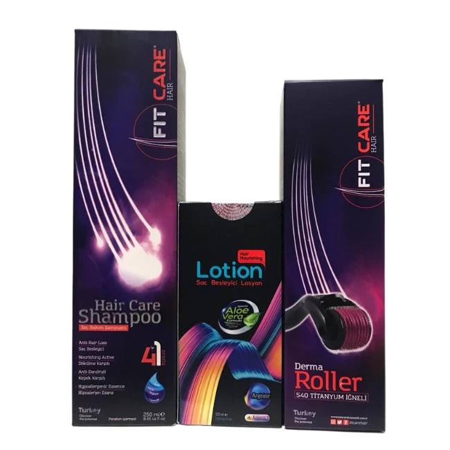 FitHair Losyon+Fitcare Şampuan+1mm Dermaroller set